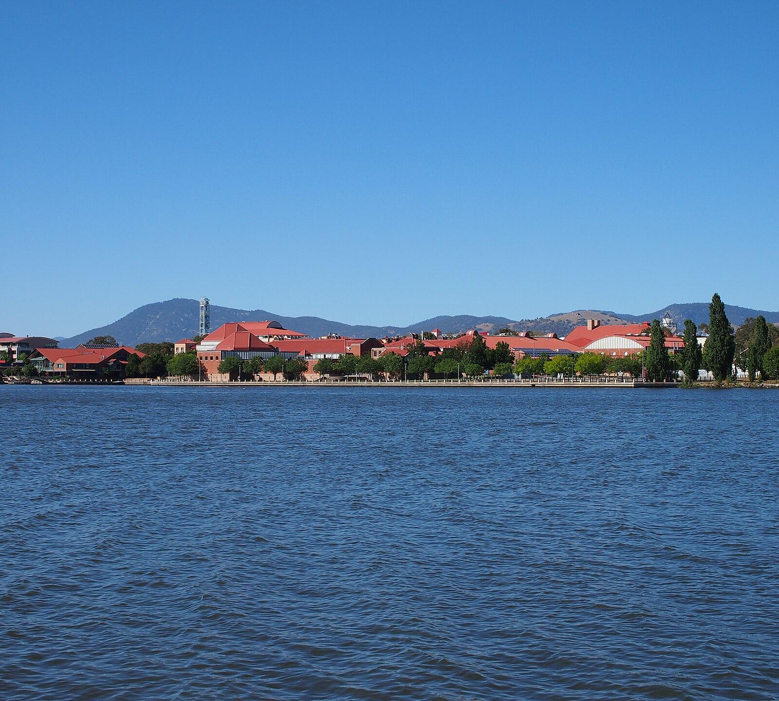 Tuggeranong Town Centre viewed from across Lake Tuggeranong January 2014